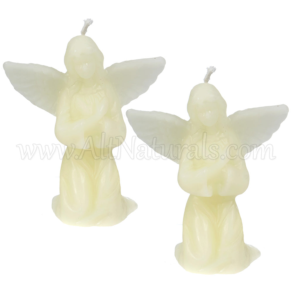 2 Angels - Shaped White Ivory Beeswax Candles