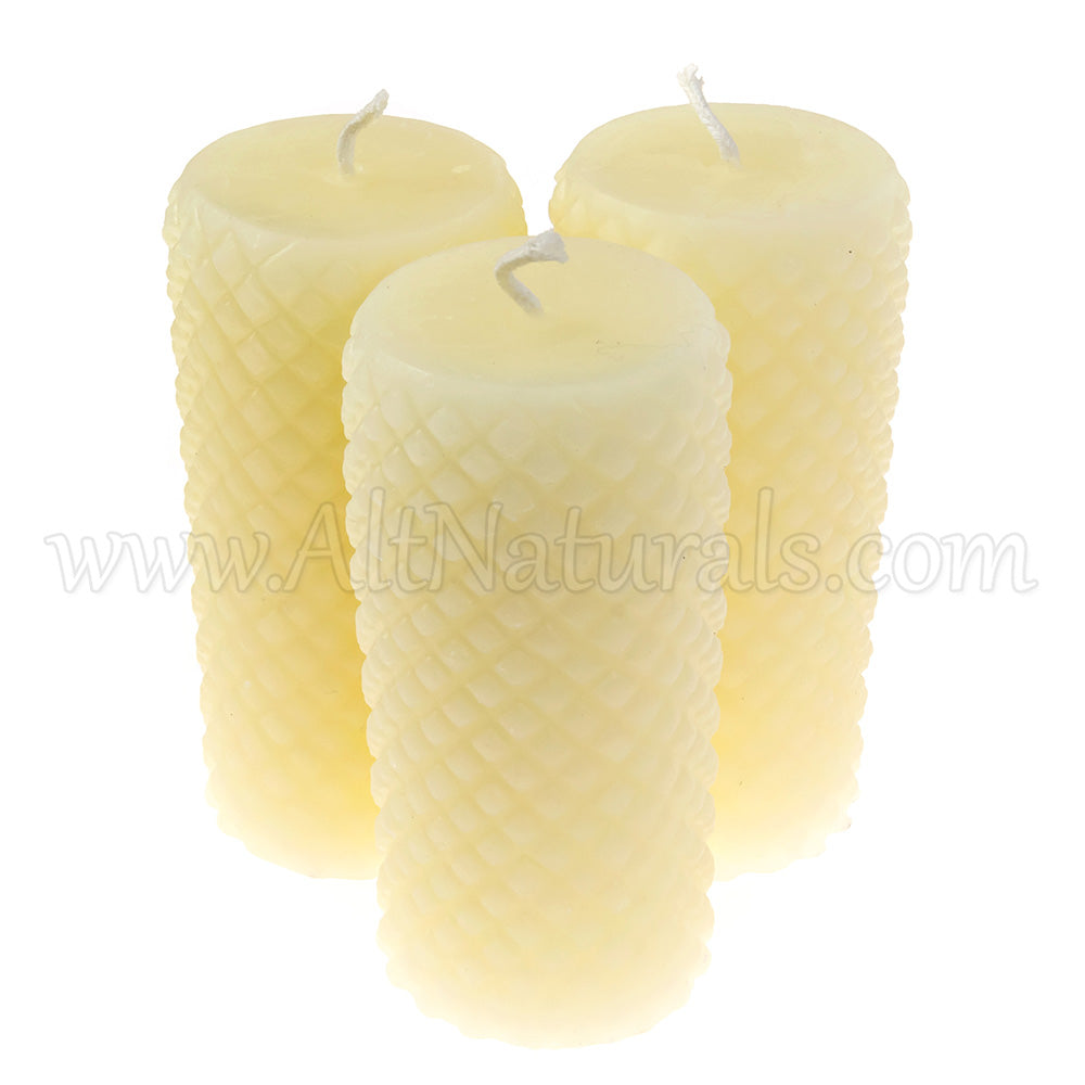 Diamond Accent Pillar Candles with 100% Pure Beeswax - Pack of 3