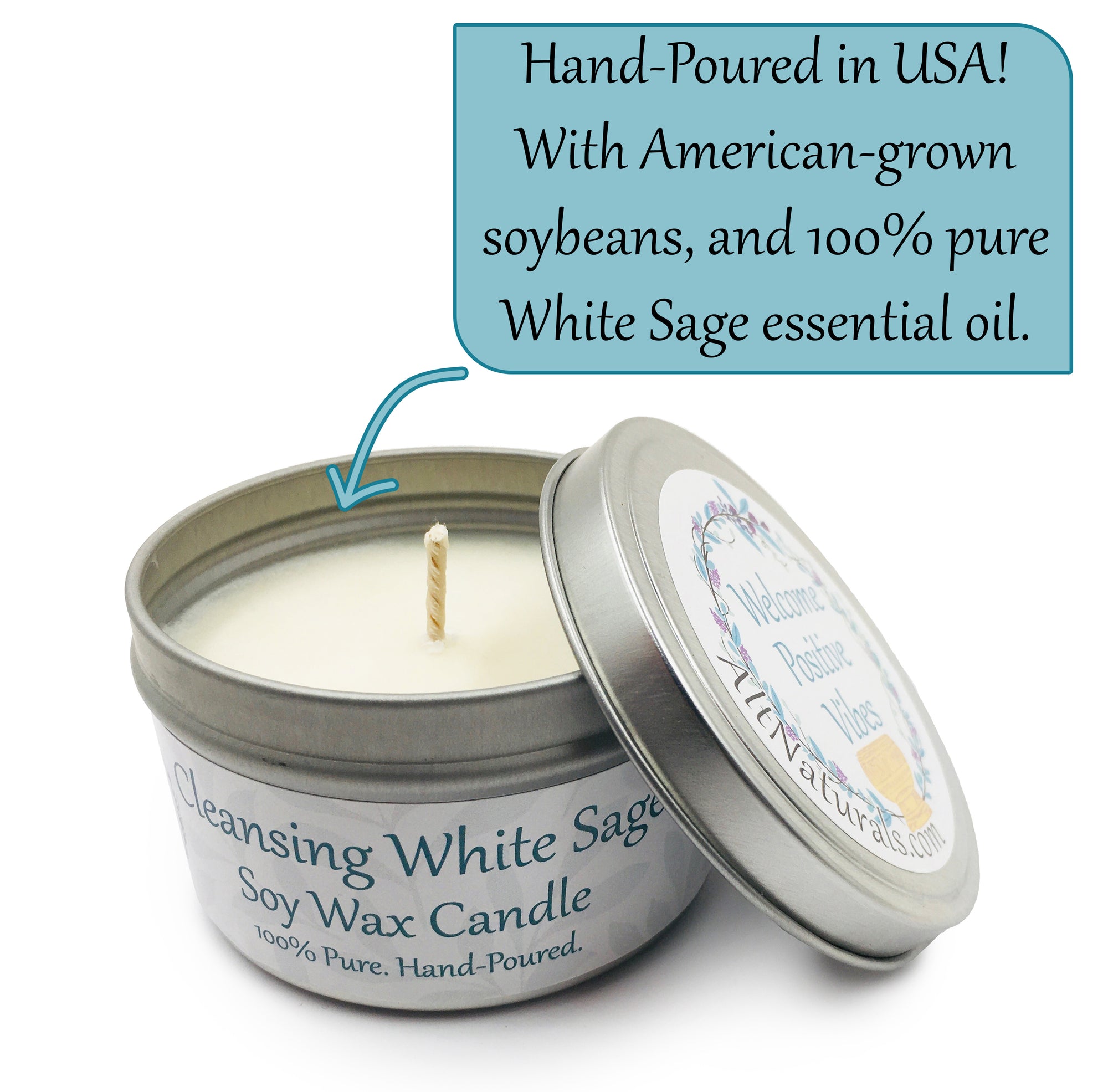 Cleansing White Sage Soy Candles - 6 Ounce (1)