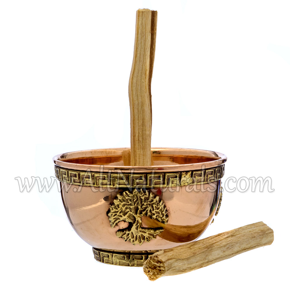 Tree of Life Copper Offering Bowl with Palo Santo