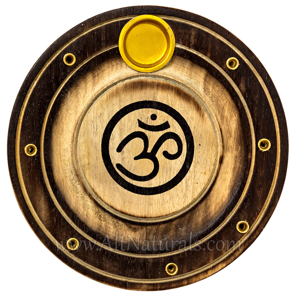 Wooden Om Incense Holder