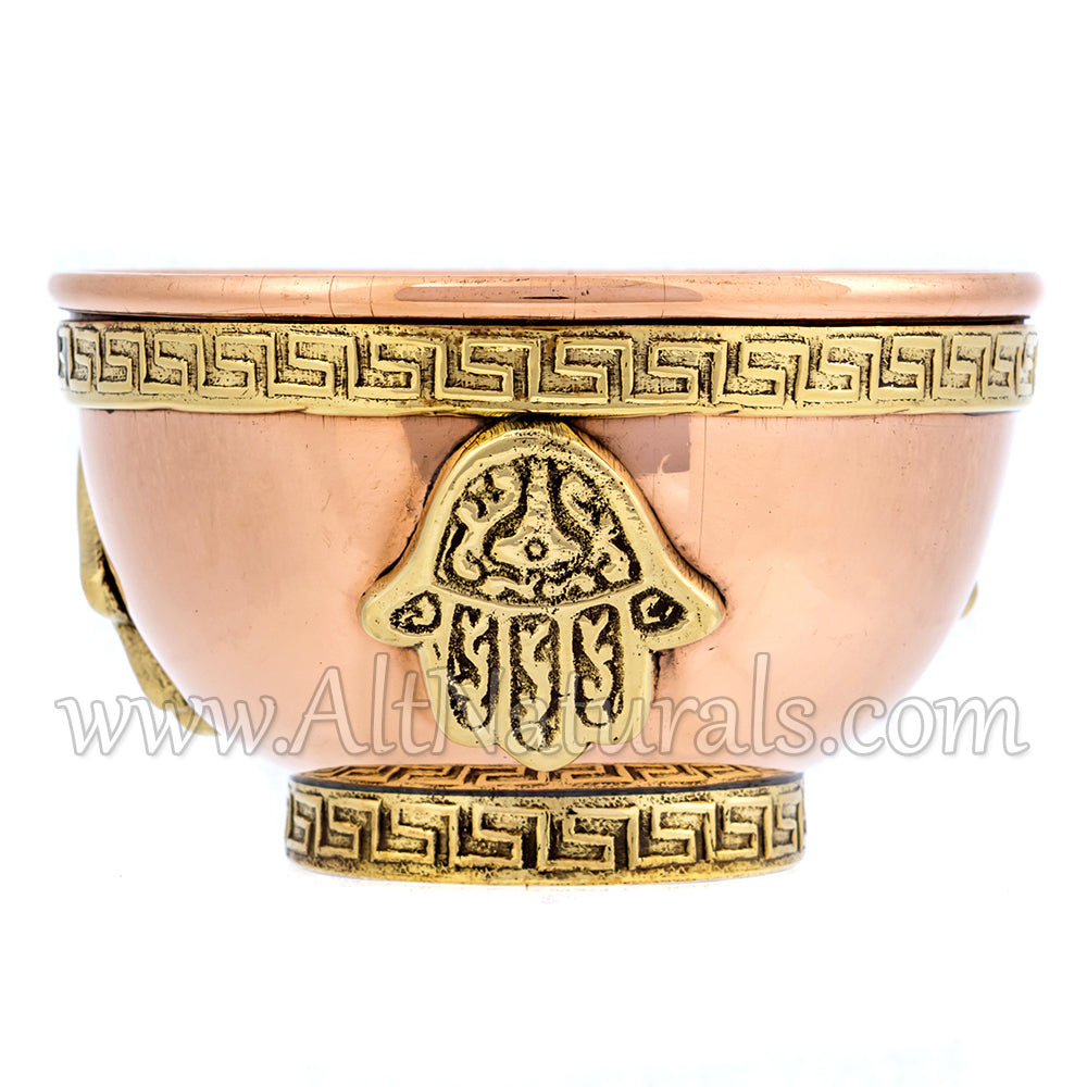 Hamsa Hand Copper Offering Bowl